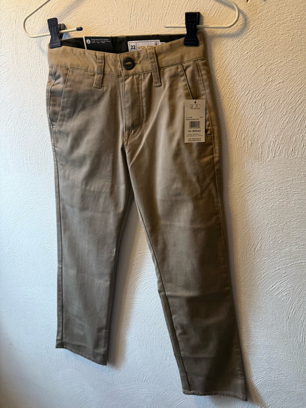 Volcom Frickin Modern Straight Khaki Chino Pants Youth Size 22 8 Slim NWT Skate - Picture 2 of 9